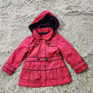 London Fog Pink Ruffle Fleece Lined Toddler Hooded Jacket